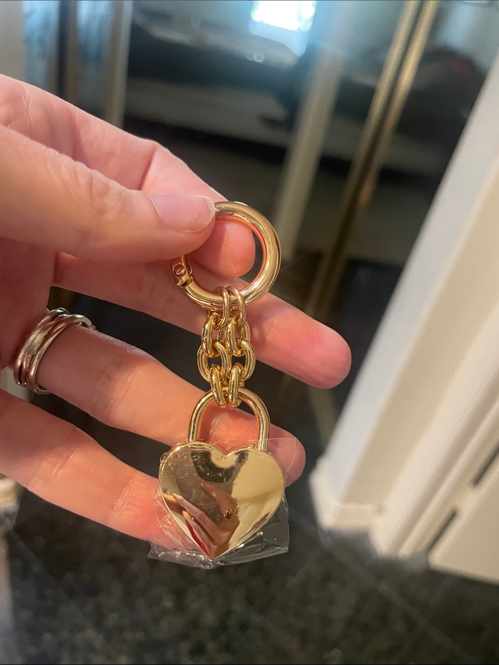 Gold Heart Lock Bag Charm - Picture 4 of 4
